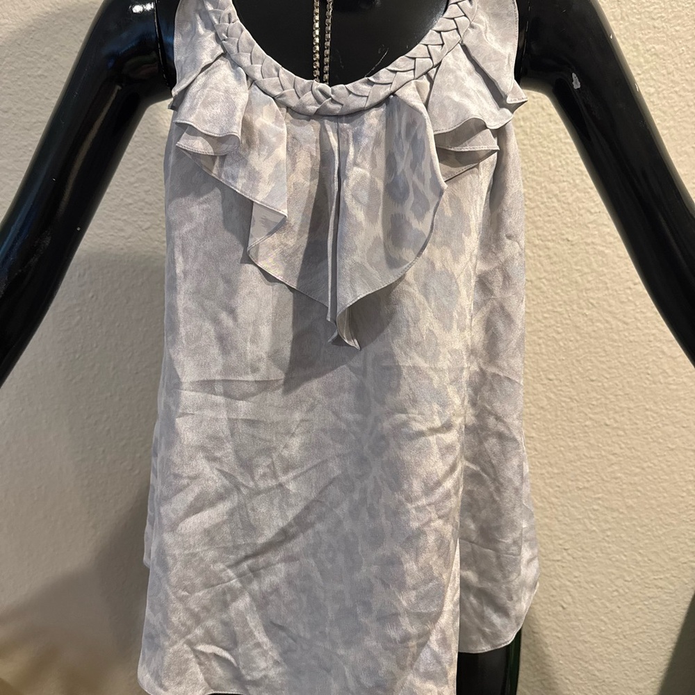 Rebecca Taylor Gray Ruffled Sleeveless Blouse